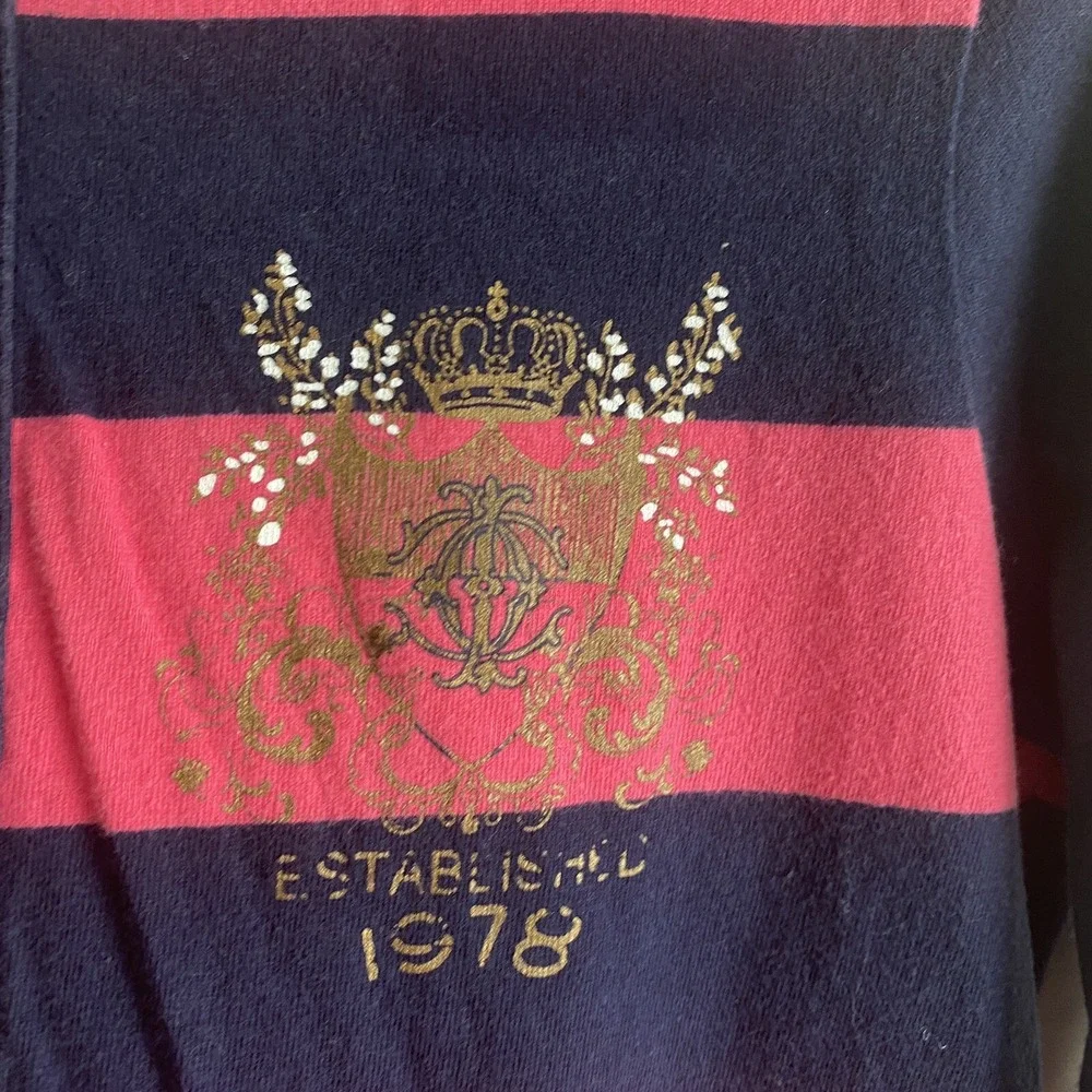Chaps Dress Girls 8 10  Blue and‎ Pink Stripe Long Sleeve